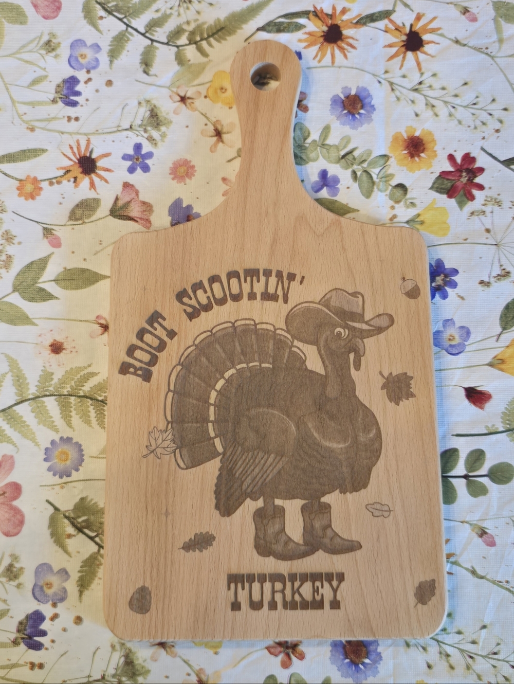 Boot Scootin' Turkey Engraved Wooden Paddle